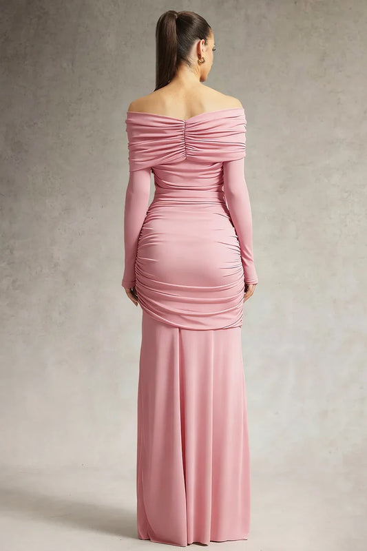 Rose Off-Shoulder Couture Maxi Gown