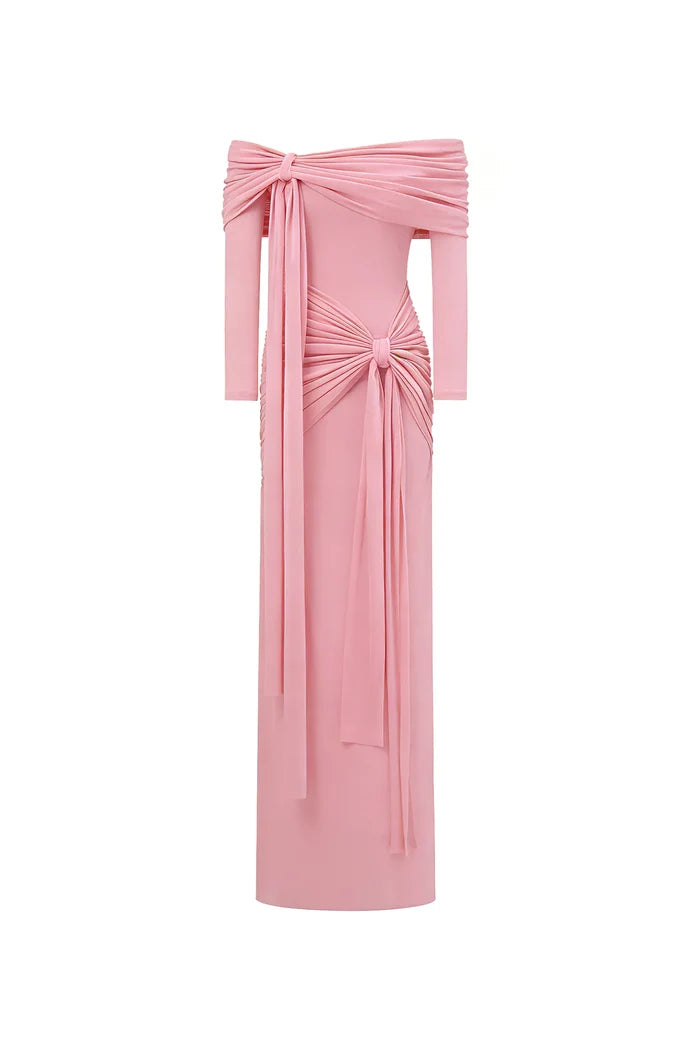 Rose Off-Shoulder Couture Maxi Gown