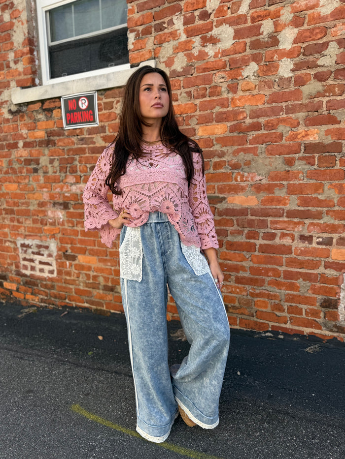 Rose Pink Crochet Top