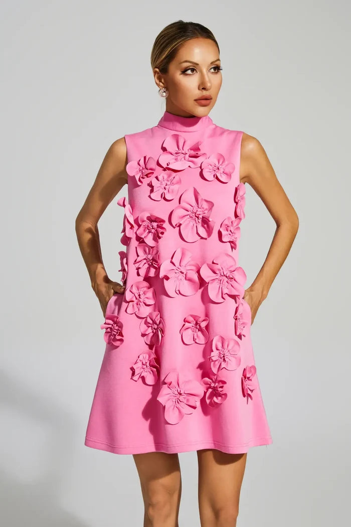 Rose Red Rose Flower Mini Dress