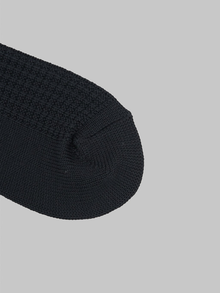 rototo cotton waffle crew socks black toe