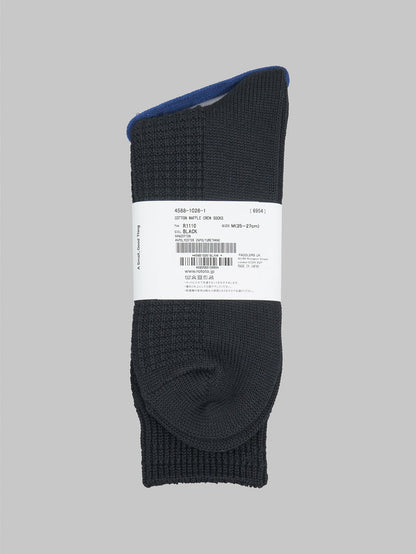 rototo cotton waffle crew socks black label