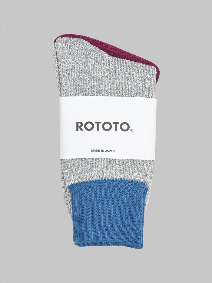 rototo double face crew socks blue gray