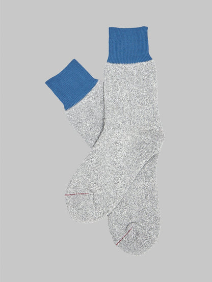 rototo double face crew socks blue gray texture