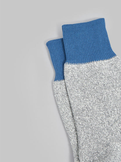 rototo double face crew socks blue gray elastic band