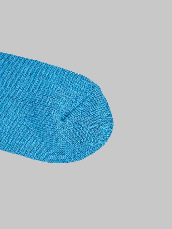 rototo linen cotton ribbed crew socks blue toe