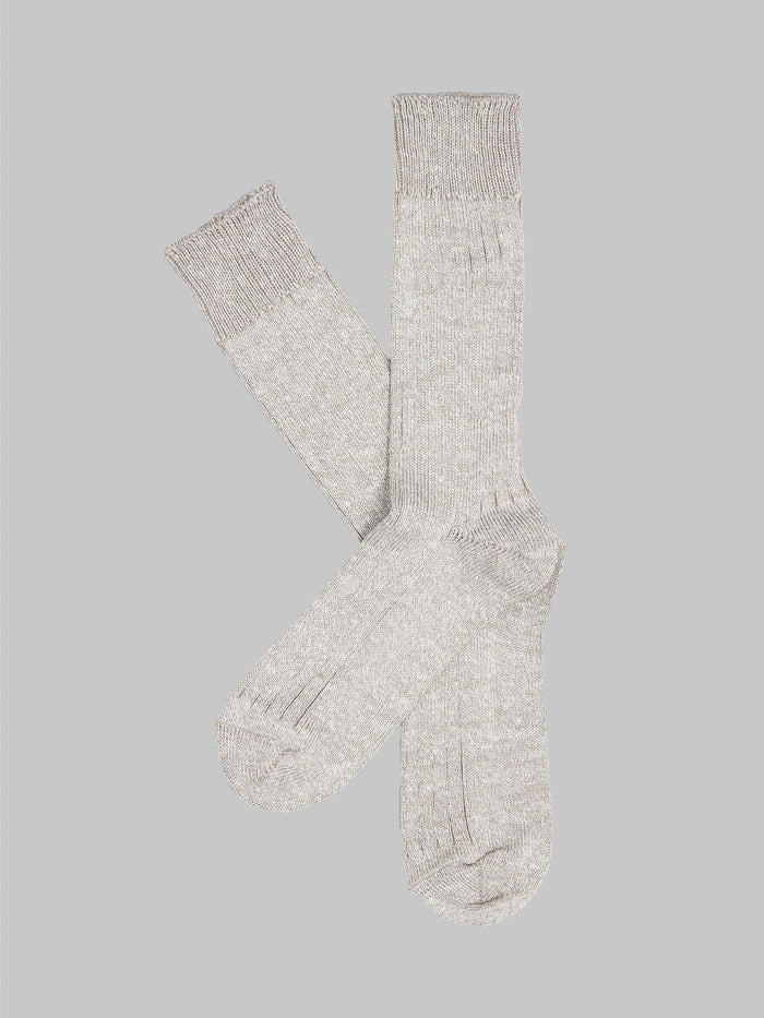 rototo linen cotton ribbed crew socks grey texture