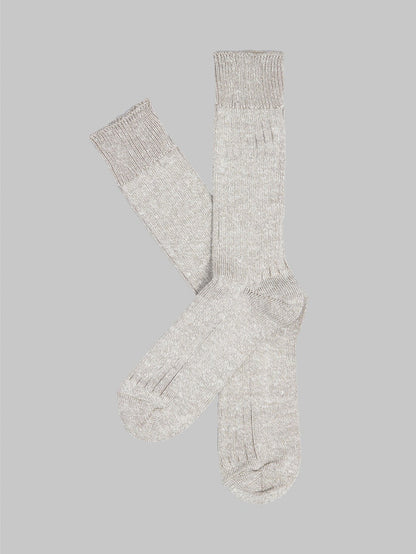 rototo linen cotton ribbed crew socks grey texture