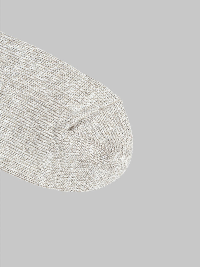 rototo linen cotton ribbed crew socks grey toe