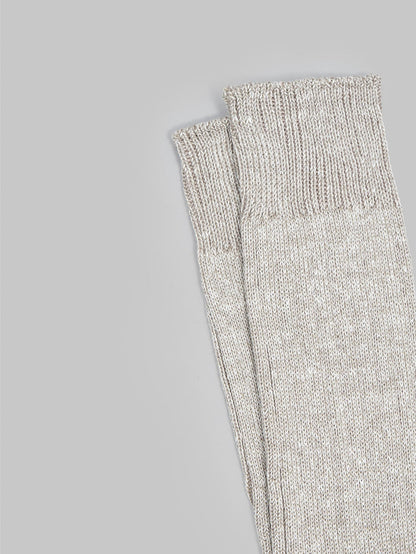 rototo linen cotton ribbed crew socks grey elastic band
