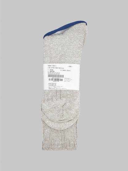 rototo linen cotton ribbed crew socks grey composition