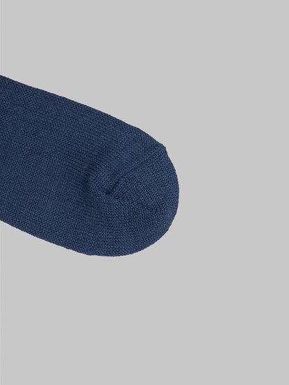 rototo linen cotton ribbed crew socks navy toe