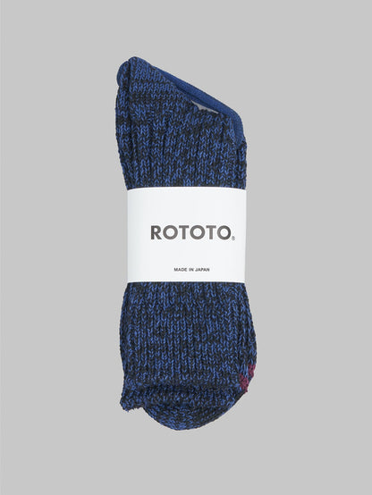 rototo recycle cotton ribbed crew socks black blue