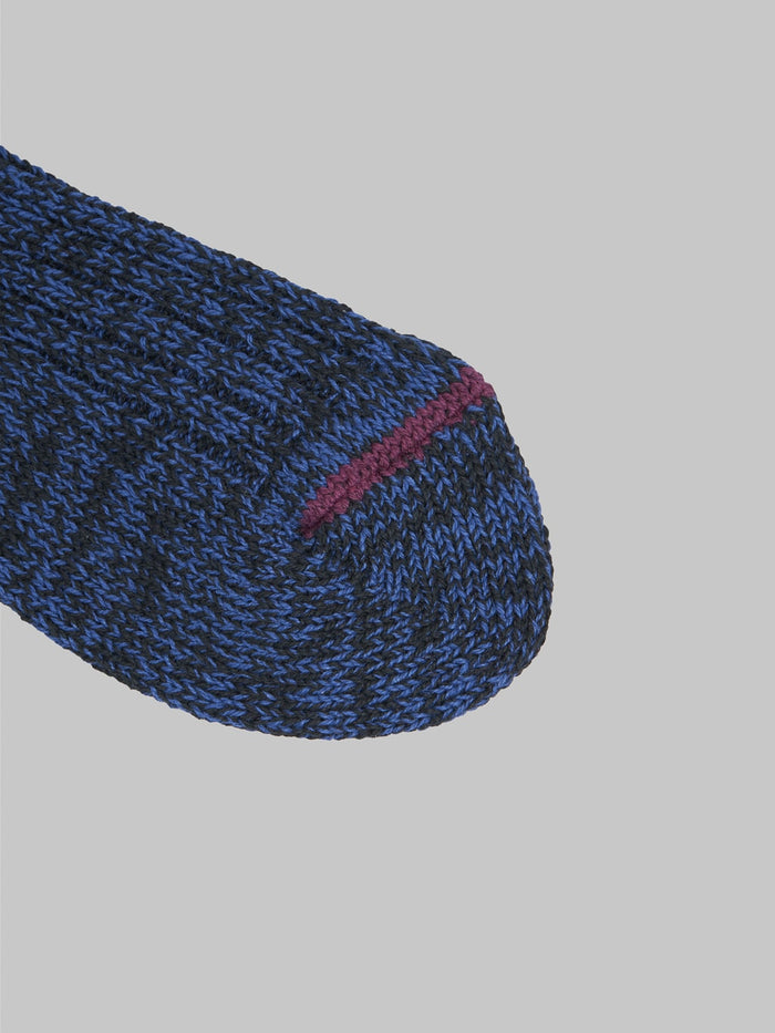 rototo recycle cotton ribbed crew socks black blue toe