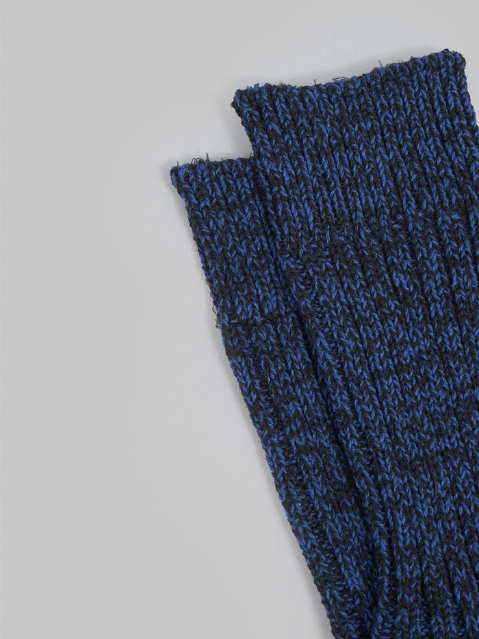 rototo recycle cotton ribbed crew socks black blue elastic band