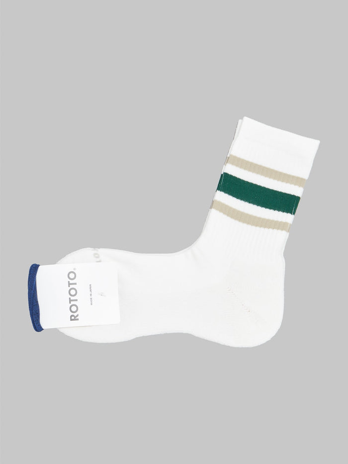 rototo washi cushion stripe crew socks beige green