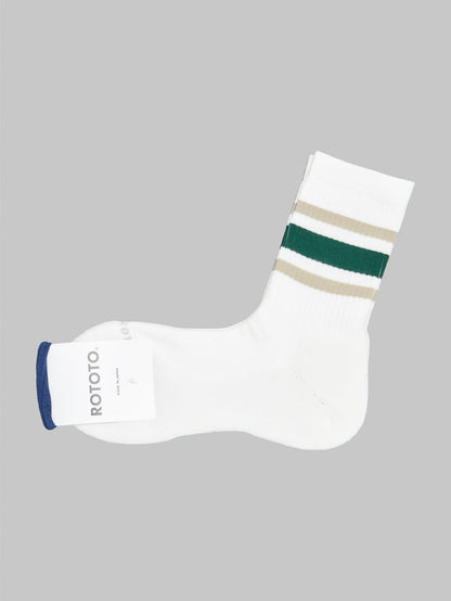 rototo washi cushion stripe crew socks beige green