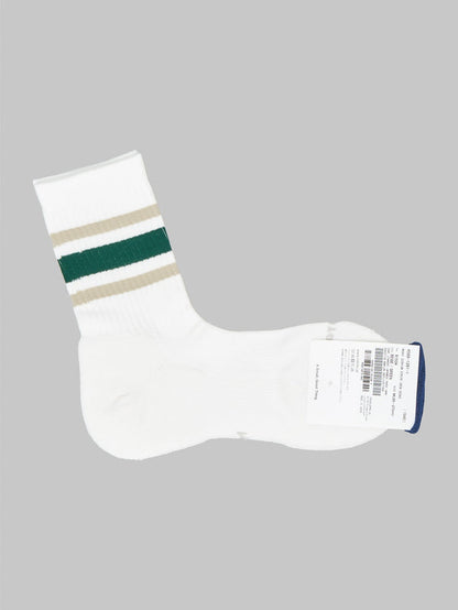 rototo washi cushion stripe crew socks beige green label