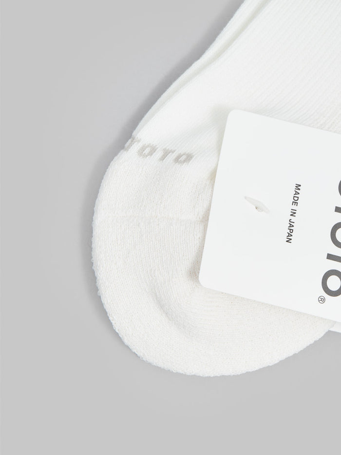 rototo washi cushion stripe crew socks beige green toe