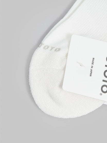 rototo washi cushion stripe crew socks beige green toe