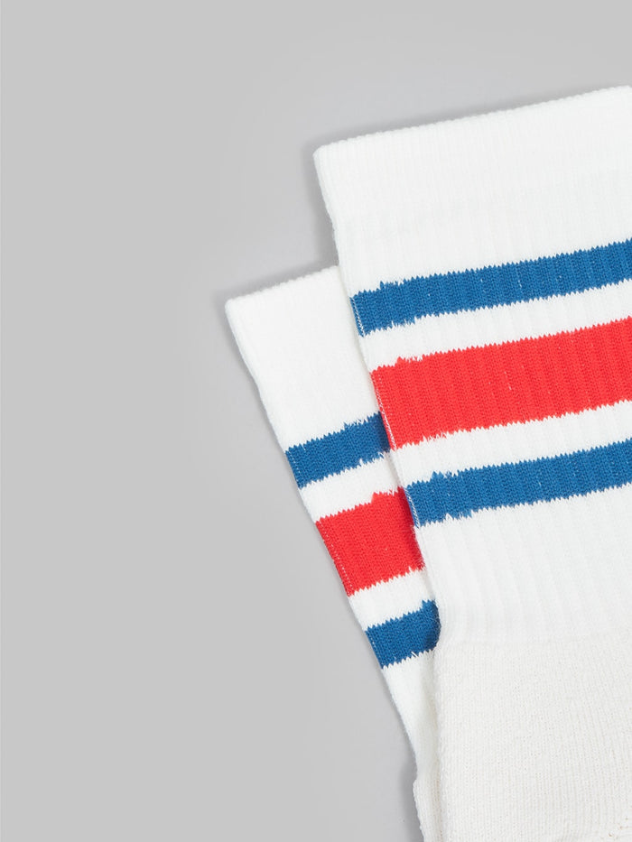 rototo washi cushion stripe crew socks blue red elastic band