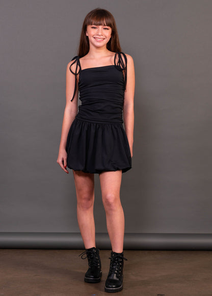 RUBY Tie Straps Ruched Bubble Dress