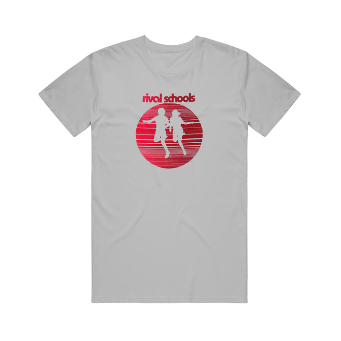 rival schools Running Logo Red Gradient Silver T-Shirt