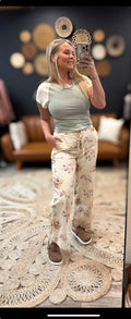 Sage/Cream Fitted Top