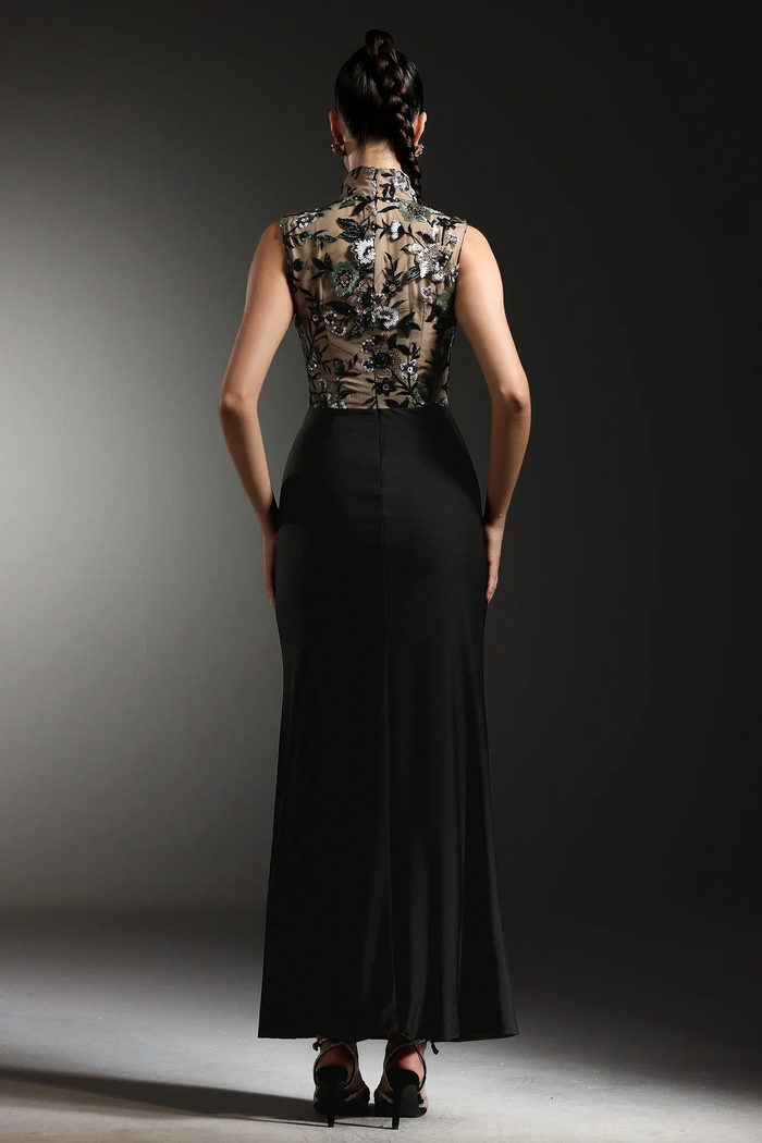 Sam High-Neck Evening Gown