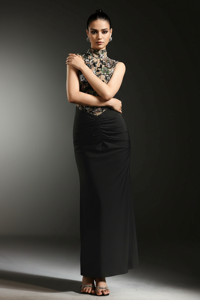 Sam High-Neck Evening Gown