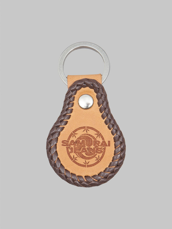 samurai jeans leather key holder natural front