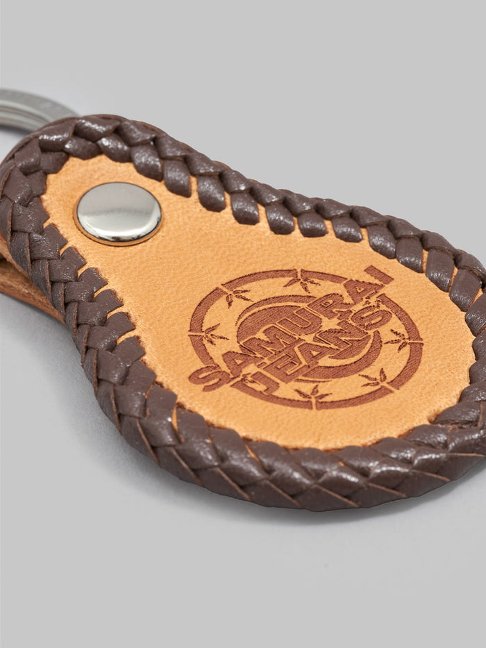 samurai jeans leather key holder natural closeup