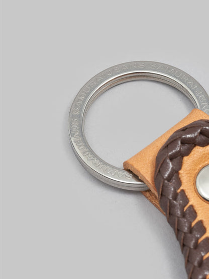 samurai jeans leather key holder natural ring