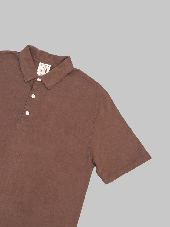 samurai jeans japanese cotton polo kuri dark short sleeve