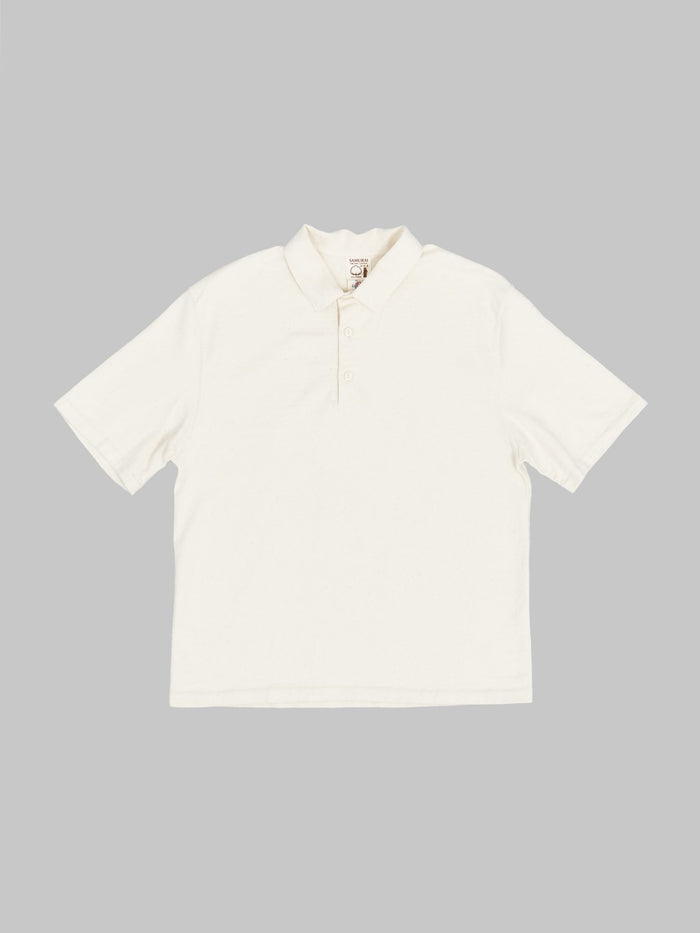 samurai jeans japanese cotton polo natural front