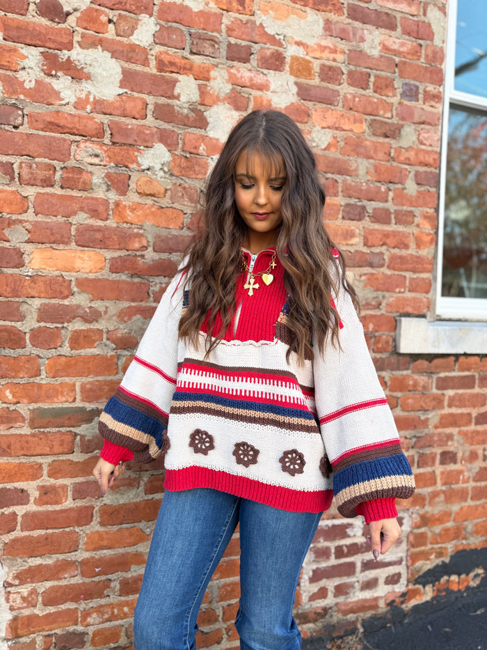 Sand/Red Multi Sweater