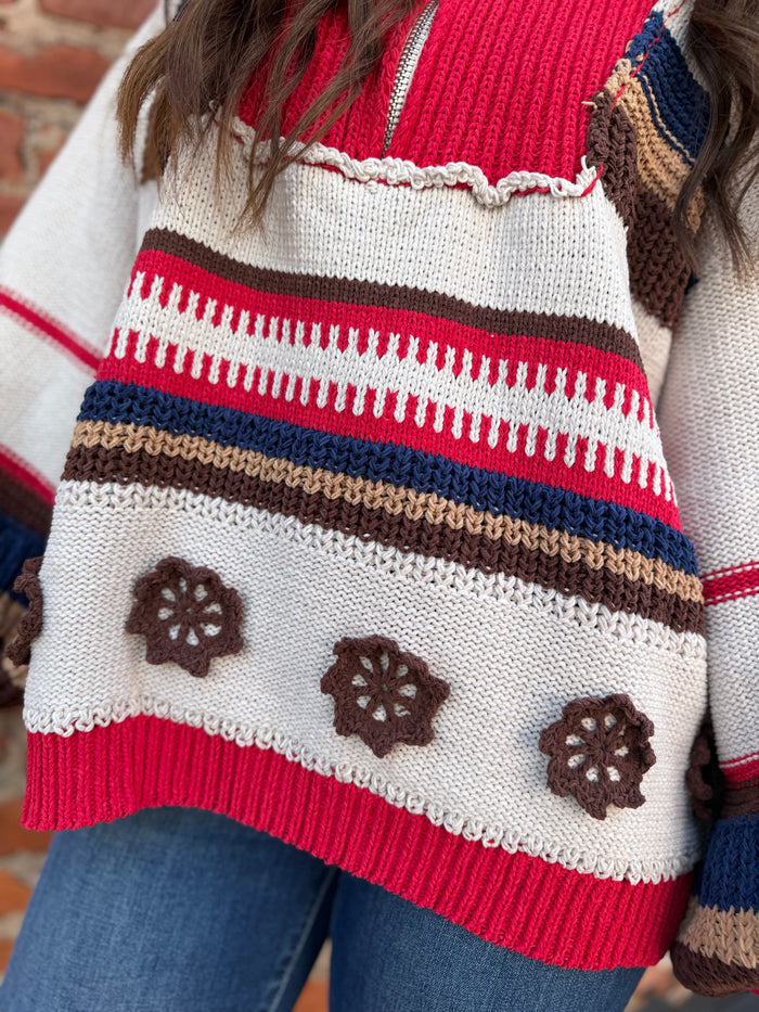 Sand/Red Multi Sweater