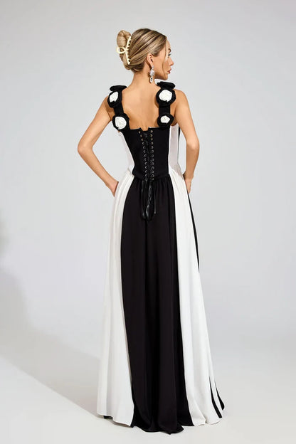 Sarah White and Black Long Dress