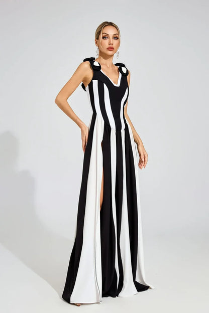 Sarah White and Black Long Dress