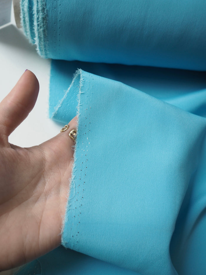 Sea Blue Silk/Acetate Crepe de Chine
