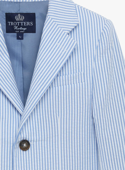 Trotters Heritage Blazer Sebastian Blazer in Pale Blue Stripe