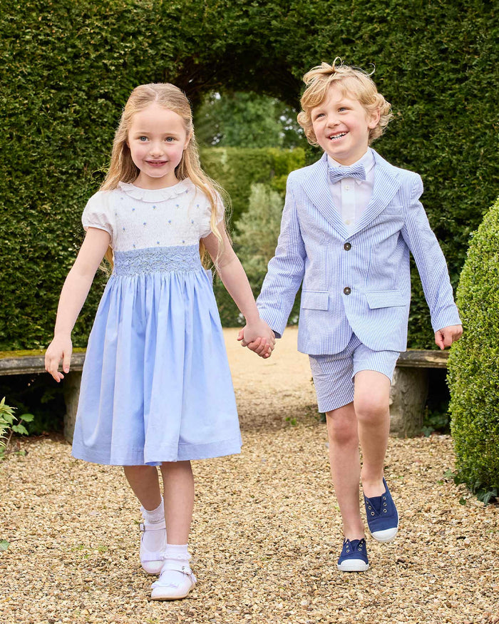Trotters Heritage Blazer Sebastian Blazer in Pale Blue Stripe