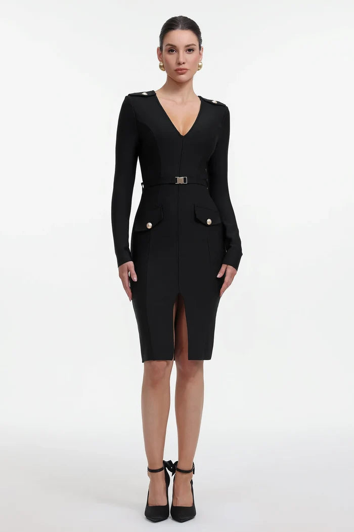 Selena Tailored Belted Midi Dress