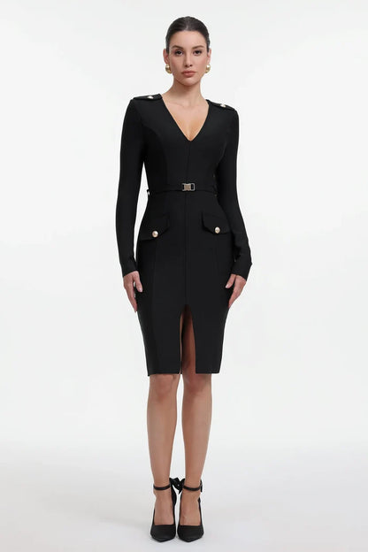 Selena Tailored Belted Midi Dress