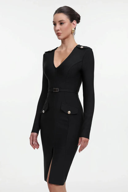 Selena Tailored Belted Midi Dress