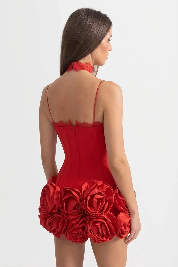 Séraphine Scarlet Rose Couture Mini Dress