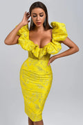 Séréna Yellow Ruffled Floral Dress