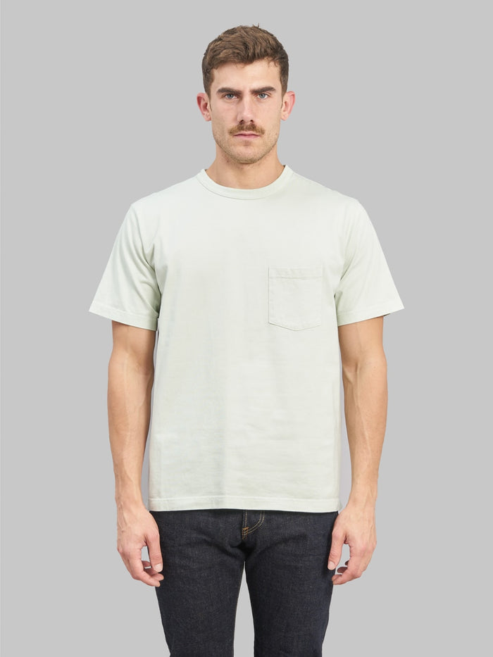 seuvas cotton crew neck tshirt matcha model front fit