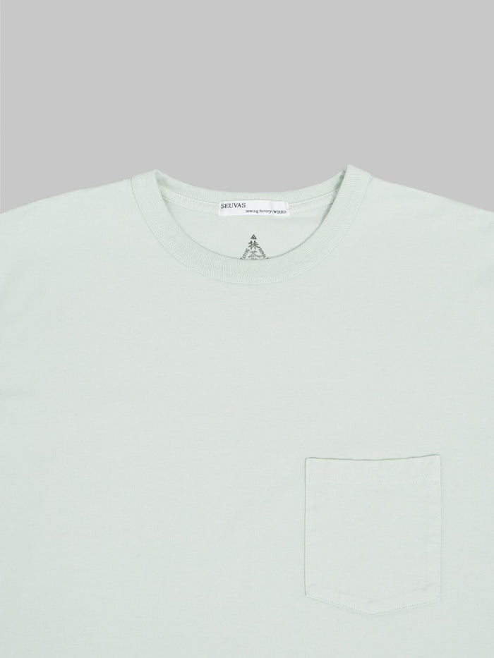 seuvas cotton crew neck tshirt matcha collar
