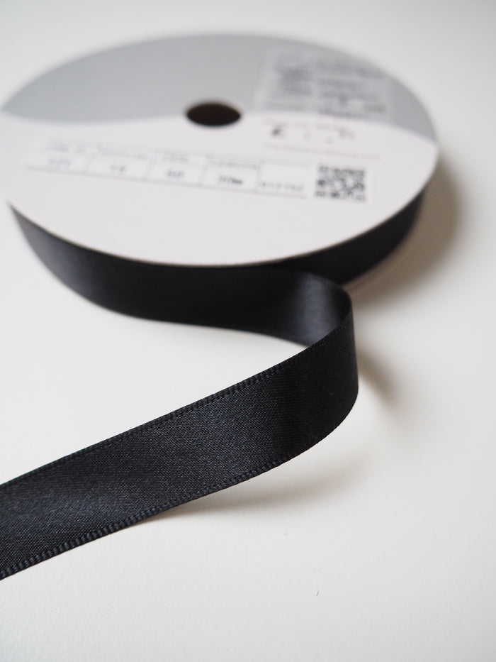Shindo Black Double-Faced Satin Ribbon 15mm
